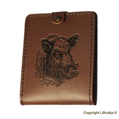 Natural leather hunter document wallet boar